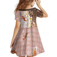 Hawaii And Japan Family Matching Mermaid Dress and Hawaiian Shirt Plumeria Lei With Koi Fish Beige - Polynesian Pride