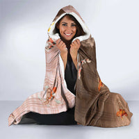 Hawaii And Japan Hooded Blanket Plumeria Lei With Koi Fish Beige LT05 - Polynesian Pride