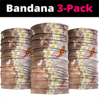 Hawaii And Japan Neck Gaiter Plumeria Lei With Koi Fish Beige LT05 package One Size: 25*50cm Beige - Polynesian Pride