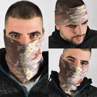 Hawaii And Japan Neck Gaiter Plumeria Lei With Koi Fish Beige LT05 - Polynesian Pride