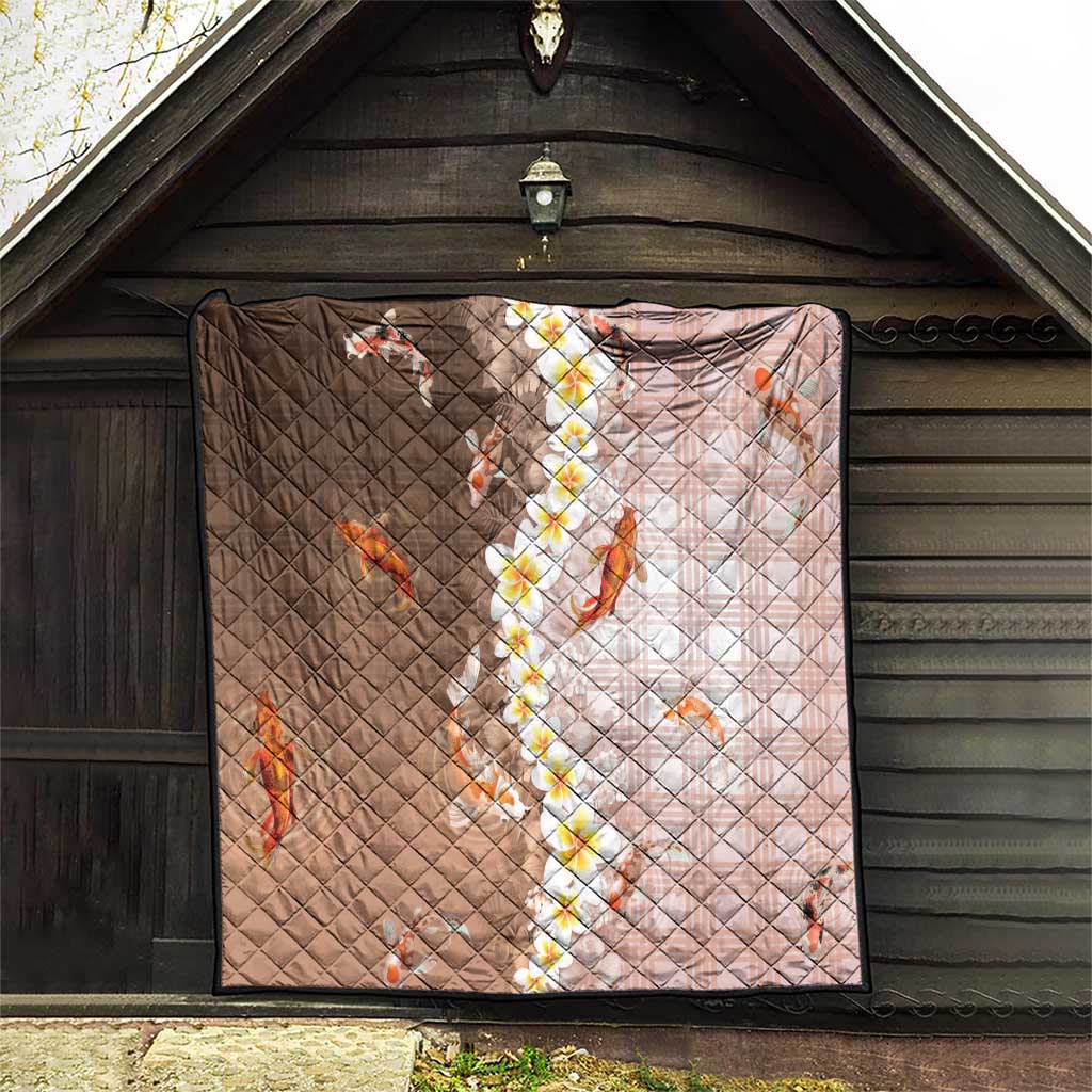 Hawaii And Japan Quilt Plumeria Lei With Koi Fish Beige - Polynesian Pride