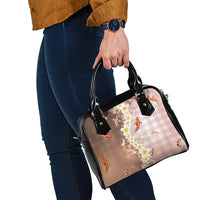 Hawaii And Japan Shoulder Handbag Plumeria Lei With Koi Fish Beige - Polynesian Pride