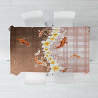 Hawaii And Japan Tablecloth Plumeria Lei With Koi Fish Beige LT05 Beige - Polynesian Pride