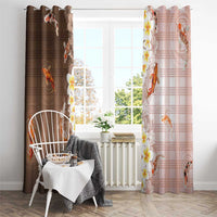 Hawaii And Japan Window Curtain Plumeria Lei With Koi Fish Beige - Polynesian Pride