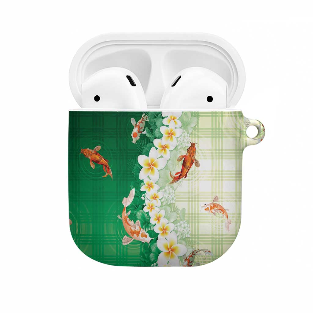 Hawaii And Japan AirPods Case Plumeria Lei With Koi Fish Green LT05 Green - Polynesian Pride