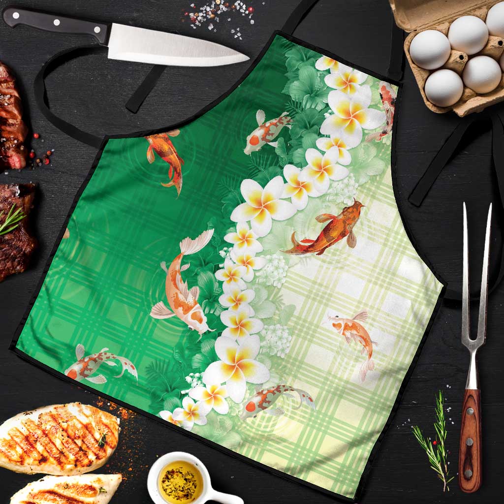 Hawaii And Japan Apron Plumeria Lei With Koi Fish Green LT05 Green - Polynesian Pride