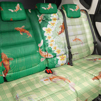 Hawaii And Japan Back Car Seat Cover Plumeria Lei With Koi Fish Green LT05 - Polynesian Pride