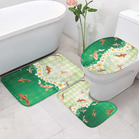 Hawaii And Japan Bathroom Set Plumeria Lei With Koi Fish Green - Polynesian Pride