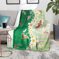 Hawaii And Japan Blanket Plumeria Lei With Koi Fish Green - Polynesian Pride