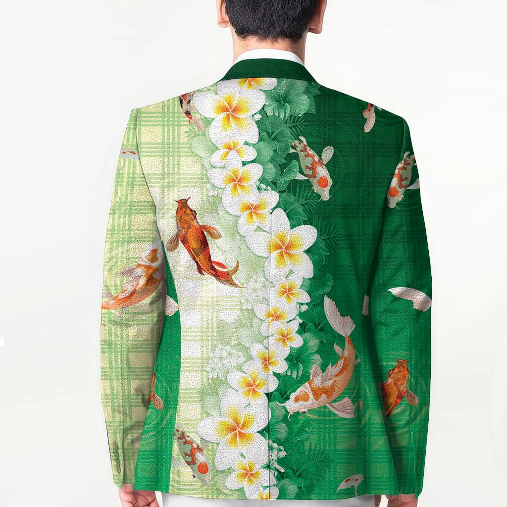 Hawaii And Japan Blazer Plumeria Lei With Koi Fish Green - Polynesian Pride