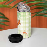Hawaii And Japan 4 in 1 Can Cooler Tumbler Plumeria Lei With Koi Fish Green - Polynesian Pride