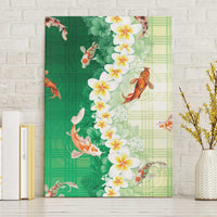 Hawaii And Japan Canvas Wall Art Plumeria Lei With Koi Fish Green LT05 Without Frame Green - Polynesian Pride