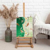 Hawaii And Japan Canvas Wall Art Plumeria Lei With Koi Fish Green LT05 - Polynesian Pride