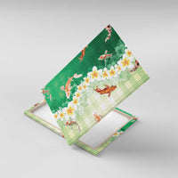 Hawaii And Japan Canvas Wall Art Plumeria Lei With Koi Fish Green LT05 With Frame Green - Polynesian Pride