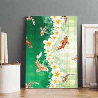 Hawaii And Japan Canvas Wall Art Plumeria Lei With Koi Fish Green LT05 - Polynesian Pride