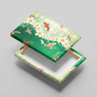 Hawaii And Japan Canvas Wall Art Plumeria Lei With Koi Fish Green LT05 - Polynesian Pride