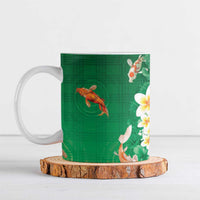 Hawaii And Japan Ceramic Mug Plumeria Lei With Koi Fish Green LT05 Green - Polynesian Pride