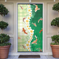 Hawaii And Japan Door Cover Plumeria Lei With Koi Fish Green LT05 Green - Polynesian Pride