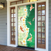 Hawaii And Japan Door Cover Plumeria Lei With Koi Fish Green LT05 - Polynesian Pride