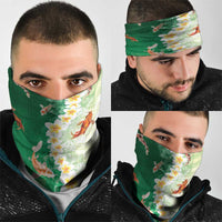 Hawaii And Japan Neck Gaiter Plumeria Lei With Koi Fish Green LT05 - Polynesian Pride