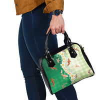Hawaii And Japan Shoulder Handbag Plumeria Lei With Koi Fish Green - Polynesian Pride