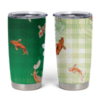 Hawaii And Japan Tumbler Cup Plumeria Lei With Koi Fish Green LT05 Green - Polynesian Pride