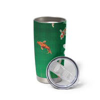 Hawaii And Japan Tumbler Cup Plumeria Lei With Koi Fish Green LT05 - Polynesian Pride