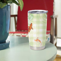 Hawaii And Japan Tumbler Cup Plumeria Lei With Koi Fish Green LT05 - Polynesian Pride