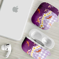 Hawaii And Japan AirPods Case Plumeria Lei With Koi Fish Purple LT05 - Polynesian Pride