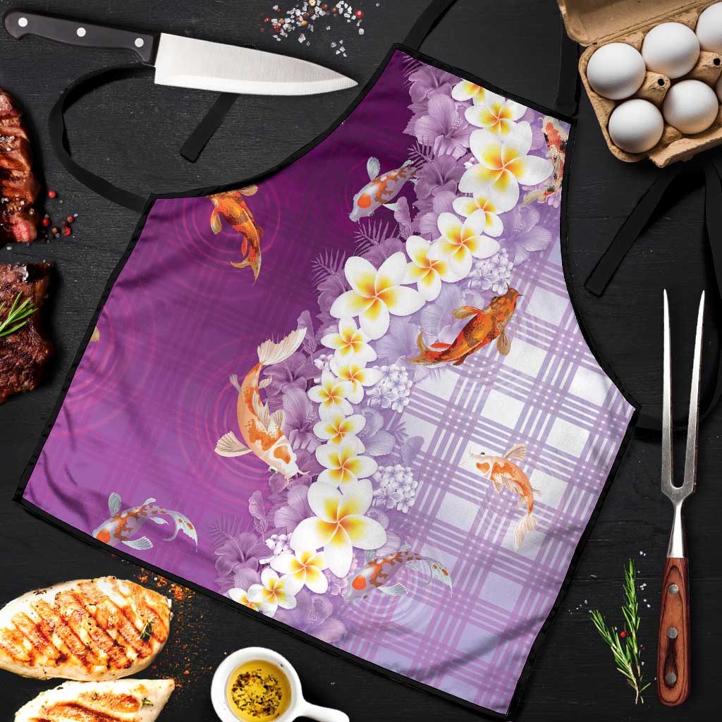 Hawaii And Japan Apron Plumeria Lei With Koi Fish Purple LT05 Purple - Polynesian Pride