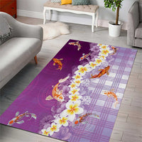 Hawaii And Japan Area Rug Plumeria Lei With Koi Fish Purple - Polynesian Pride