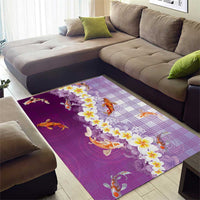 Hawaii And Japan Area Rug Plumeria Lei With Koi Fish Purple - Polynesian Pride