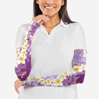 Hawaii And Japan Arm Sleeves Plumeria Lei With Koi Fish Purple LT05 - Polynesian Pride