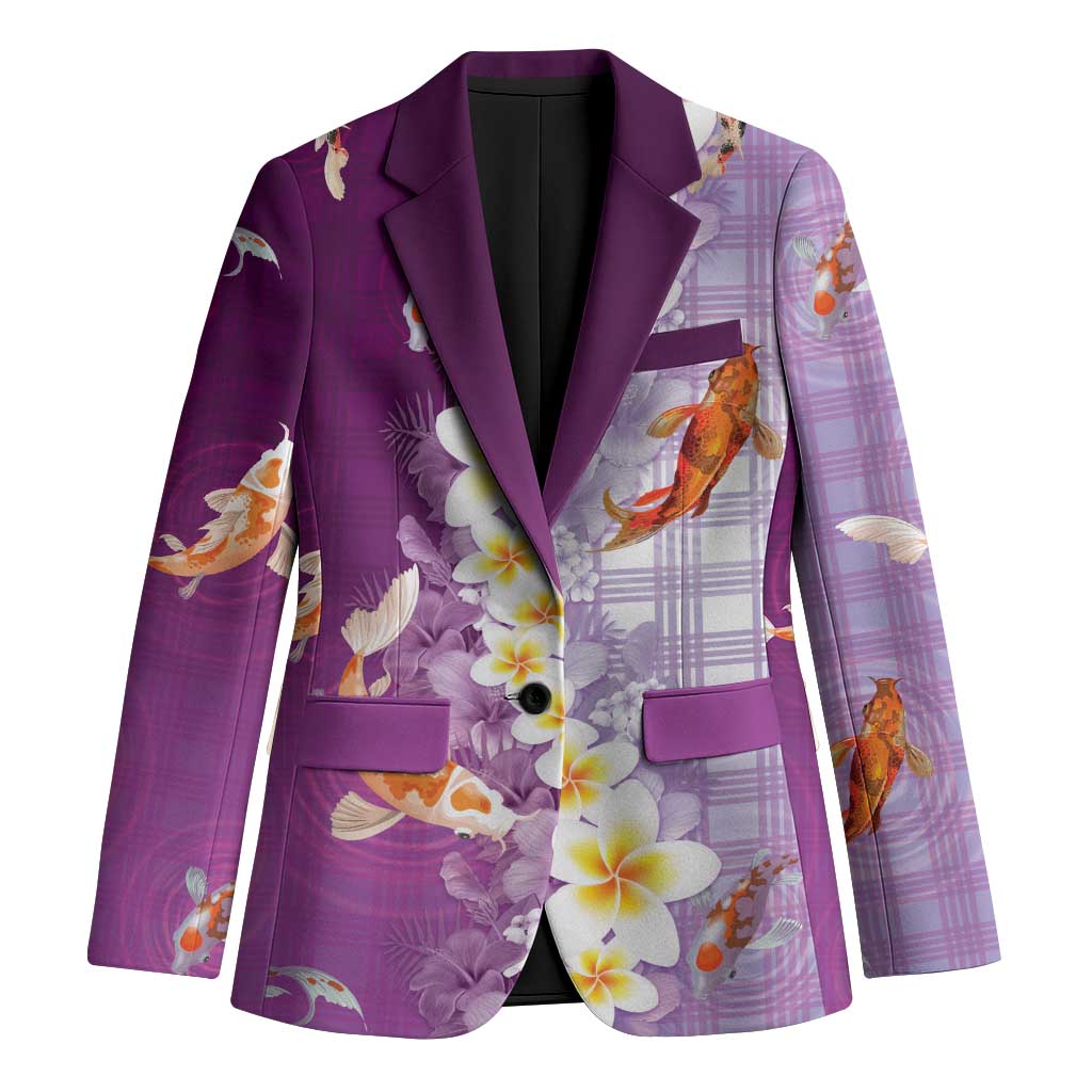 Hawaii And Japan Blazer Plumeria Lei With Koi Fish Purple - Polynesian Pride