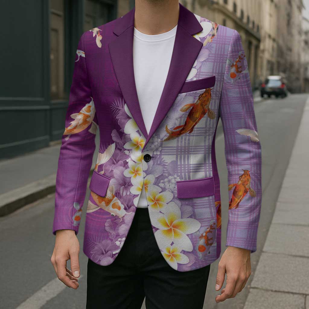 Hawaii And Japan Blazer Plumeria Lei With Koi Fish Purple - Polynesian Pride