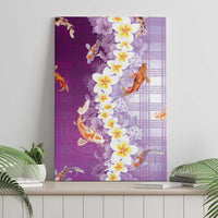 Hawaii And Japan Canvas Wall Art Plumeria Lei With Koi Fish Purple LT05 - Polynesian Pride