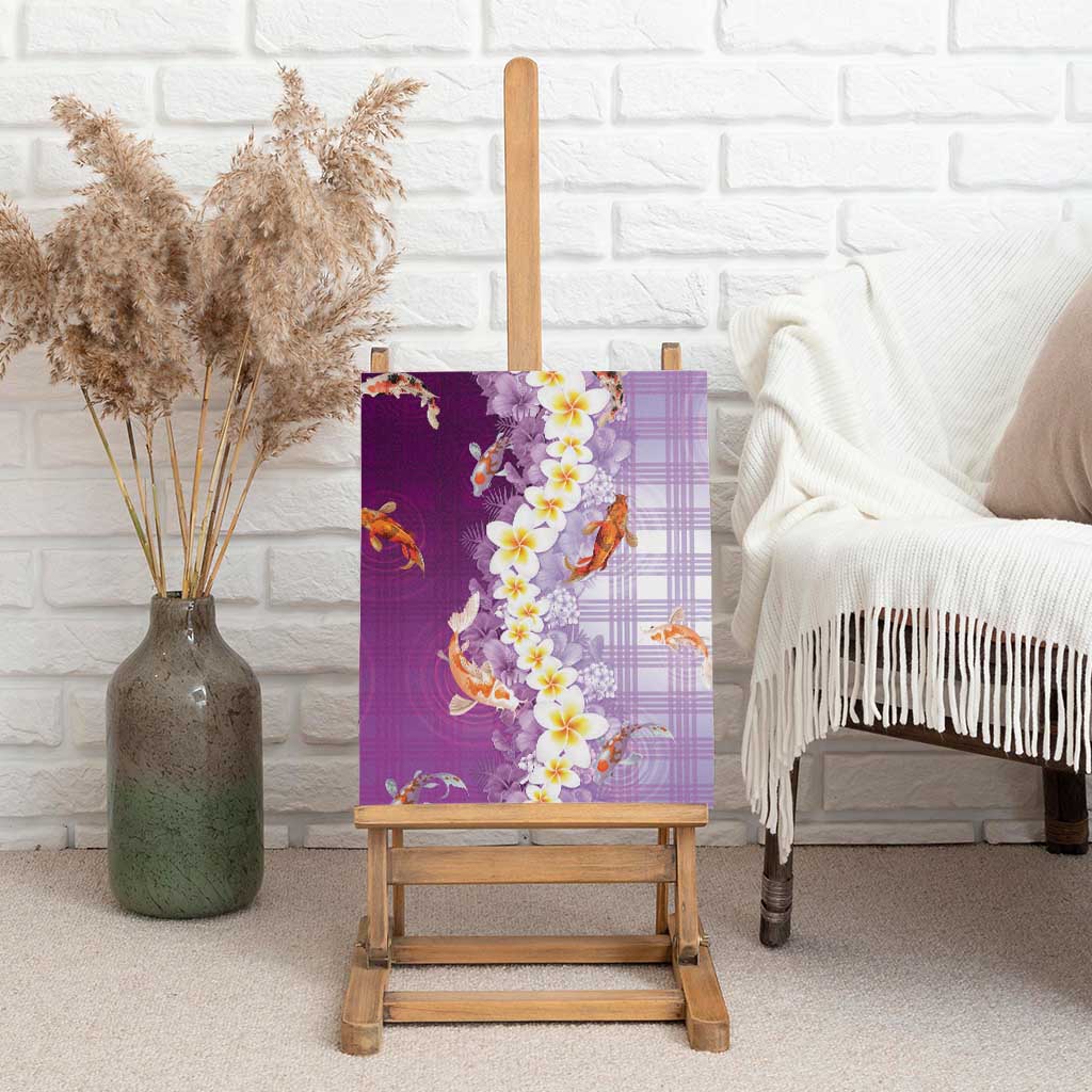 Hawaii And Japan Canvas Wall Art Plumeria Lei With Koi Fish Purple LT05 - Polynesian Pride