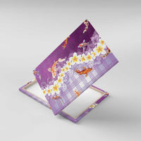 Hawaii And Japan Canvas Wall Art Plumeria Lei With Koi Fish Purple LT05 With Frame Purple - Polynesian Pride
