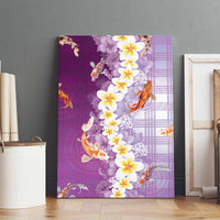 Hawaii And Japan Canvas Wall Art Plumeria Lei With Koi Fish Purple LT05 - Polynesian Pride