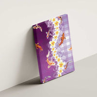Hawaii And Japan Canvas Wall Art Plumeria Lei With Koi Fish Purple LT05 - Polynesian Pride