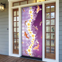 Hawaii And Japan Door Cover Plumeria Lei With Koi Fish Purple LT05 - Polynesian Pride