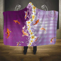 Hawaii And Japan Hooded Blanket Plumeria Lei With Koi Fish Purple LT05 - Polynesian Pride