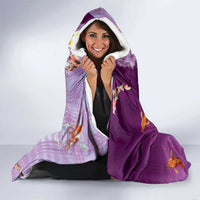 Hawaii And Japan Hooded Blanket Plumeria Lei With Koi Fish Purple LT05 - Polynesian Pride