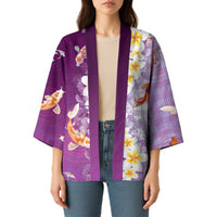 Hawaii And Japan Kimono Plumeria Lei With Koi Fish Purple - Polynesian Pride