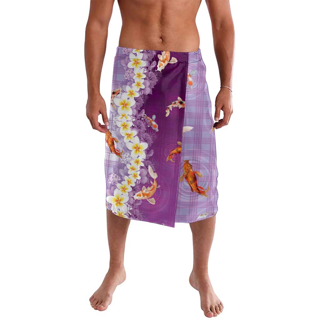 Hawaii And Japan Lavalava Plumeria Lei With Koi Fish Purple - Polynesian Pride