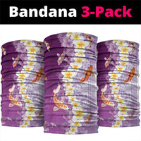 Hawaii And Japan Neck Gaiter Plumeria Lei With Koi Fish Purple LT05 package One Size: 25*50cm Purple - Polynesian Pride
