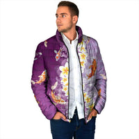 Hawaii And Japan Padded Jacket Plumeria Lei With Koi Fish Purple LT05 - Polynesian Pride