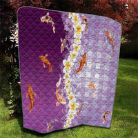 Hawaii And Japan Quilt Plumeria Lei With Koi Fish Purple - Polynesian Pride