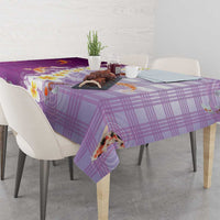 Hawaii And Japan Tablecloth Plumeria Lei With Koi Fish Purple LT05 - Polynesian Pride