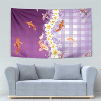 Hawaii And Japan Tapestry Plumeria Lei With Koi Fish Purple - Polynesian Pride
